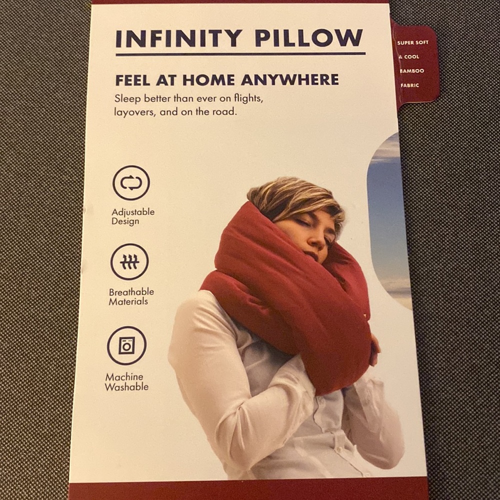 Infinity Travel Pillow, Gray Color Super Soft & Cool Bamboo Fabric, NWT & Sealed
